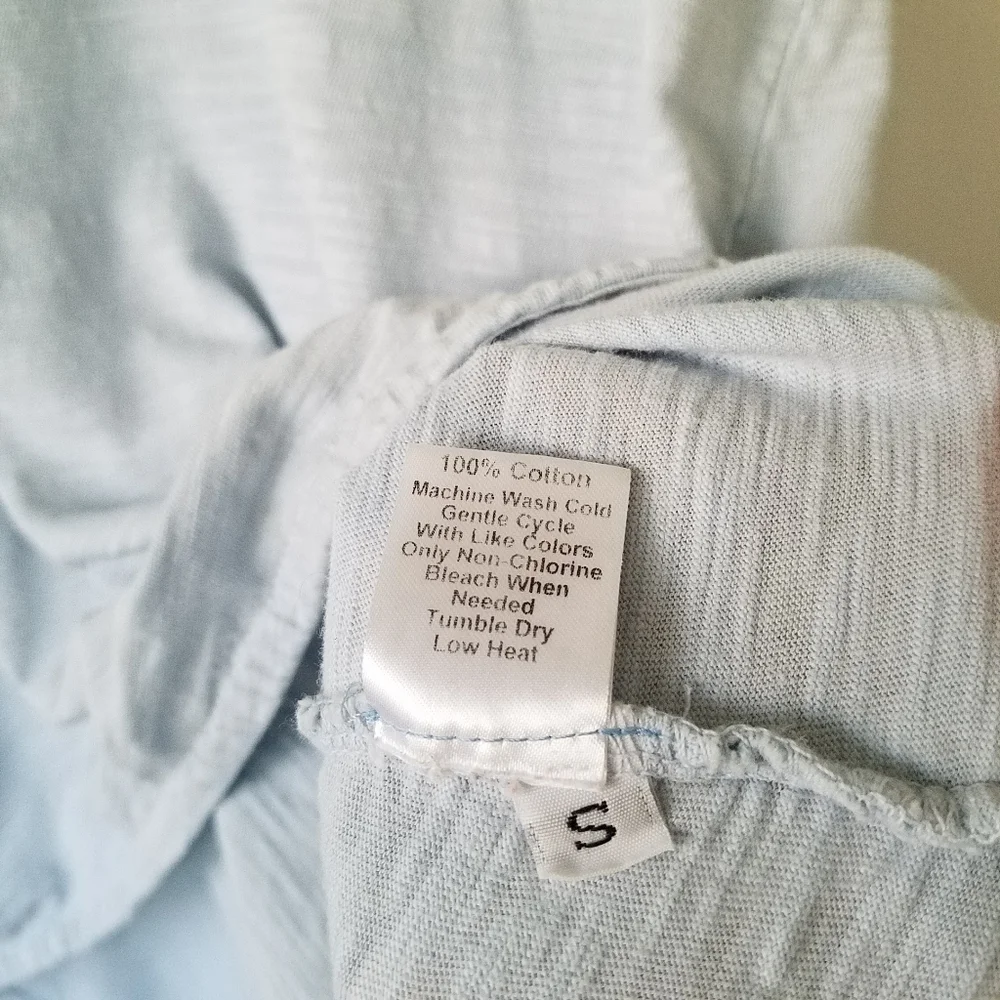 WILT Slub Cotton Powder Blue Asemetrical Relaxed Fit Shirt Top Small - Picture 9 of 9